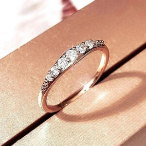 Beautiful 18k Yellow Gold Over Silver White Sapphire Ring